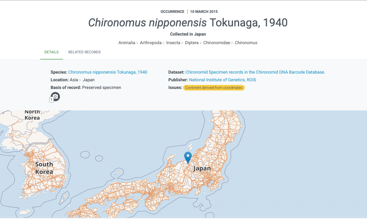 Landing Page Enriched occurrence dataset